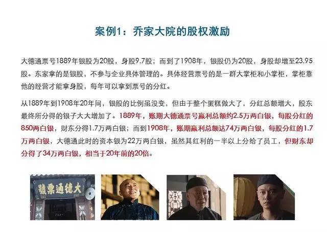 乔家大院股权激励案例